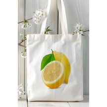 Art Hediye Limon Baskılı Bez Çanta Kişiye Özel Model 2 Çok Renkli