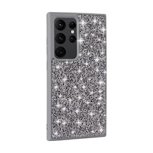 Zore Galaxy S24 Ultra Uyumlu Parlak Taşlı Tasarım Pırlanta Nvth Kılıf-gri