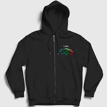 Presmono Unisex Battles In Flames Fermuarlı Kapüşonlu Sweatshirt Siyah