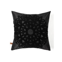 Bohem Özel Tasarım Punch Panç Desen Kare Dekoratif Kırlent Kılıfı Pretty Siyah
