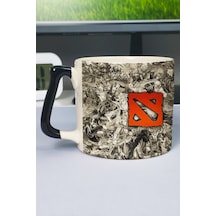 Dota 2 Baskılı Seramik Lüks Kupa 1 Adet Özel Siyah Kulp Dalga Kulp V5d Çok Renkli