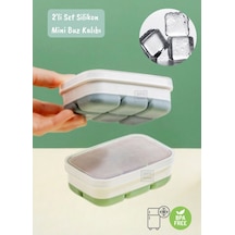 2li Set Mini Buz Kalıbı Silikon Buzluk 6 Bölmeli Kare Desenli Buz Küpü Yeşil-gri Bpa Free Silikon Diğer