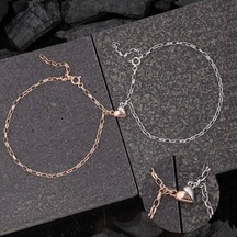 Gümüş Rodyum Rose Çift Kalpli Aşk Bileklik Çok Renkli