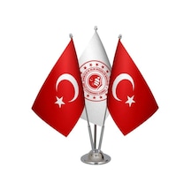 Masa Üstü Çevre Bakanlığı Bayrağı Türk Bayrağı Üçlü Krom Direk Ma