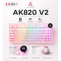 Ak820 V2 Ekranlı, Kablosuz Mekanik Oyun Klavyesi-10.000 Mah Batarya