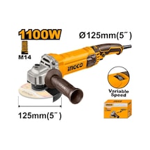 Avuç Taşlama 125 Mm 1100 Watt Devir Ayarlı - Ing-ag1100385e