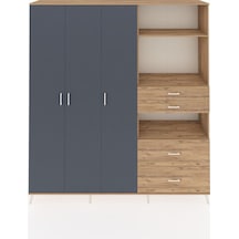 Hyperion Dolap 12 Raflı 4 Çekmeceli Tek Askılı 220x44x243 Çam-antrasit/çam Antrasıt/atlas Çam