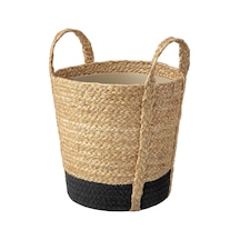 Rattan Saksı, Bej-siyah, 24 Cm, İç Mekan