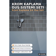 Krom Kaplama 25 Mm Duş Sistemi Seti - Ayarlanabilir Tepe Ve El Duşu, Sabunluk Hediyeli Bx-313429 Renkli