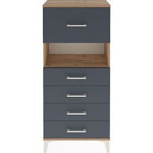 Arges Dolap Tek Raflı 5 Çekmeceli 60x30x134 Çam-antrasit Atlas Çam