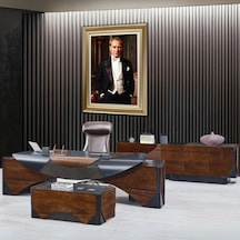 Çerçeveli Deri Atatürk Tablosu 34 Çerçeveli Tablo Işıklı Kumandalı 87x117 Cm Diğer