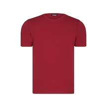 T8569 Dewberry Bisiklet Yaka Erkek T-shırt-düz Bordo