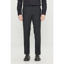 Premıum Altınyıldız Erkek Sıyah Yünlü Slim Fit Dar Kesim Beli Gizli Lastikli Yan Cepli Klasik Pantolon Siyah