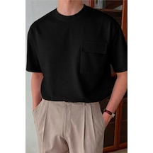 Cool Tarz Erkek Cepli Basic Tişört Oversize Modern Kesim Günlük Şık Stil Bordo Bordo