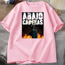 Flood Of Style Venezuela Abajo Grafik T Shirt Erkek Kadın Pamuk Kısa Kollu Yuvarlak Boyun T-shirt Unisex Bas Pembe