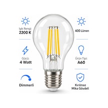 A60 Dimmerli Rustik Gün Işığı 2200k Amber Led Ampul Filament E27 Duylu Filamanlı Edison Ampül 1 Ad
