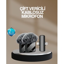 2 Li - 137 - Kablosuz Yaka Mikrofonu Type-c Ve Lightning Uyumlu - Dpmıx-hb - Profesyonel Set