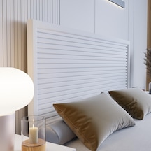 Alaz Model Beyaz Renk Çam Ahşap Karyola Ve İki Komodin Set Yatay -302 180 x 200 CM