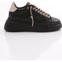 Dgn Es854 Kadin Kalin Taban Silver Taş Bağcikli Sneakers Ayakkabi ES854-2007-R123499 Siyah