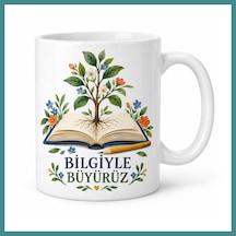 Trendexa Bilgiyle Büyürüz Kitap Ve Filiz Tasarımlı Porselen Kupa - Öğretmene Hediye - Model 262 Mac