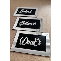Sabret Şükret Dua Et 3lü Set Duvar Dekoru Gümüş
