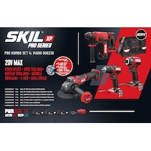 Skil Pro Kombo Set 4 3851CA 20V Max Kırıcı Delici + 3930CB Avuç Taşlama + 3065CA Matkap Vidalama + 3225CA Darbeli Vidalama + 2.5AH+ 3 Adet 4AH Akü+şarj Cihazı