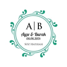 Dalgalı Kenarlı Kare Mühür Kına Nişan Düğün 3x3 Cm Özel Etiket / 50 Adet Sticker Beyaz