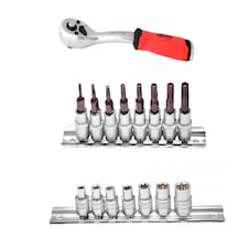 Arm 1/4 Lokma Cırcır Kolu 72 Diş Delikli Torx Bits Uç Seti 1/4 E Lokma Takımı
