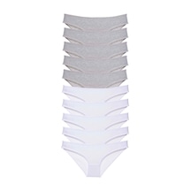 10 Adet Süper Eko Set Likralı Kadın Slip Külot Gri Beyaz Çok Renkli