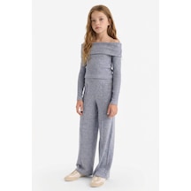 Defacto Kız Çocuk 2li Takım Omzu Açık Bluz Geniş Bol Paça Pantolon G5959a825wnnv248 Lacivert-nv248