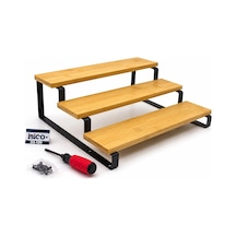 3 Basamaklı Ahşap - Bambu Tezgah Üstü Baharatlık - Düzenleyici Stand 29.5x23.5x10.5cm Bx40 Renkli