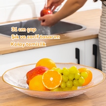 Porsima 31581 Capira Altın Yaldızlı Cam Meyvelik Sunumluk 31 Cm