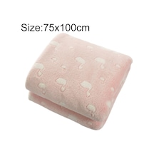 Sones Yaz İnce Mercan Flanel Ofis Uyku Battaniyesi, Boyut: 75x100cm Pembe Kuğu