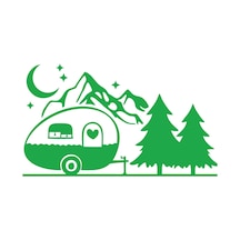 Karavan Dağlar Sticker 17x17 Cm Yeşil