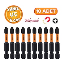 Bits Uç Ph2 50 Mm Vida Sökme 5 Cm Yıldız Matkap Vidalama Ucu S2 Çeliği Mıknatıslı 10 Adet