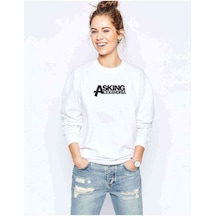 Asking Alexandria Yazı Baskılı Beyaz Kadın Sweatshirt
