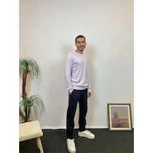Süperlife Erkek Bisiklet Yaka Slim Fit İnce Sweatshirt Spr 20k17 Açık Lila