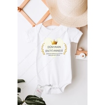 Hediyenza Dünyanın En İyi Annesi Anneler Günü Özel Tasarım Bebek Zıbın Pamuklu Çıtçıtlı Body Beyaz