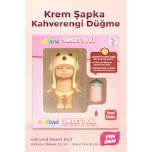 Adeland Sweet Doll Uykucu Bebek 10 Cm Kutu 14 10 5 Cm Krem Şapka - Kahverengi Düğme