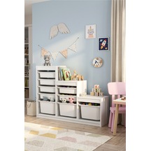 Nest 9 Sepetli Düzenleme Dolabı 3 Büyük 6 Küçük Sepetli Y:93 G:132 D:30 - Beyaz