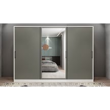 Vino Sürgü Kapaklı Dolap Gardırop Beyaz Füme 180 Cm Montaj Dahil