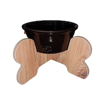 Seramik Kaseli Ahşap Ayaklı Tekli Kedi-köpek Mama/su Stantı-400 Ml.