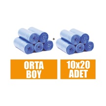 20 Li X 10 Rulo Çöp Torbası Orta Boy Mavi 55x60 Çöp Poşeti