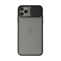 Apple  Uyumlu - iPhone 11 Pro Max Kılıf Palm Buzlu Kamera Sürgülü Silikon - Siyah Çok Renkli