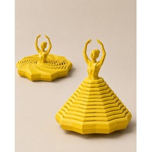 3d Baskı Balerin Figürlü Fidget Oyuncak - Hareketli Optik İllüzyon Masa Dekoru-sarı