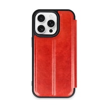 Newface Apple İphone 15 Pro Max Kılıf Flip Cover - Kırmızı