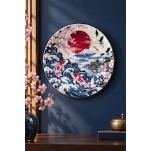 Dekoratif Duvar Tabağı - Japon Bahçesi Ve Fuji Dağı Desenli - Dekorlu Seramik Tabak