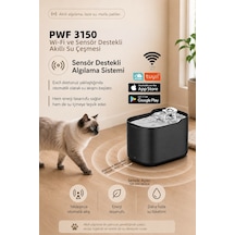 Pwf 3150 Petmate Flowsense Pro - Wi-fi Ve Sensörlü Akıllı Otomatik Kedi Köpek Su Çeşmesi 2,5 L Paslanmaz Çelik - Bpa İçermez - Siyah