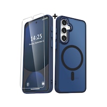 - Galaxy A17 İle Uyumlu Kılıf Mat Magsafe İle Uyumlu Şarj Özellikli Renkli Kenarlı + Ekran Koruyucu Cam Set