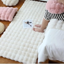 Saraz Halı Puffy Bubble Tavşan Tüyü Kaymaz Makinede Yıkanabilir Salon Koridor Mutfak Halı Krem